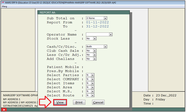How to View Self Designed Report in Marg Software