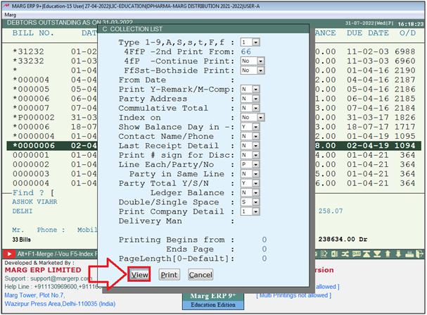 How to view Party wise Collection Report of Outstanding in PDF in Marg ...