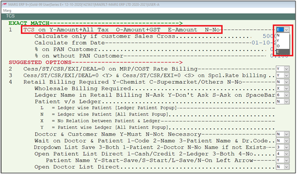 How To Calculate Tcs On Value Of Goods In Marg Software 6256